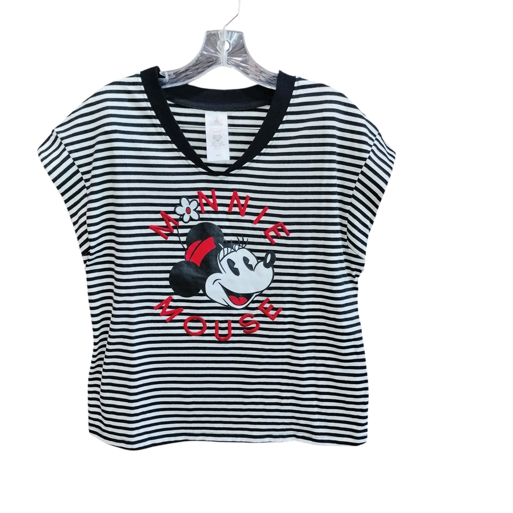 Disney Minnie Mouse Striped Tee - Black, White, and Red